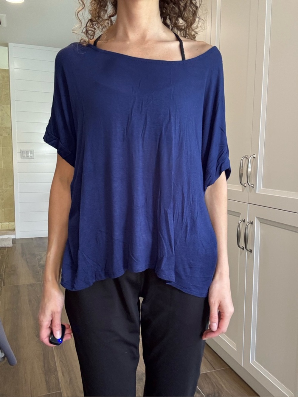 Tea N Rose Navy Open Back Top